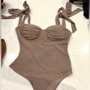 Privvy Sparkle Tie-Strap Bodysuit